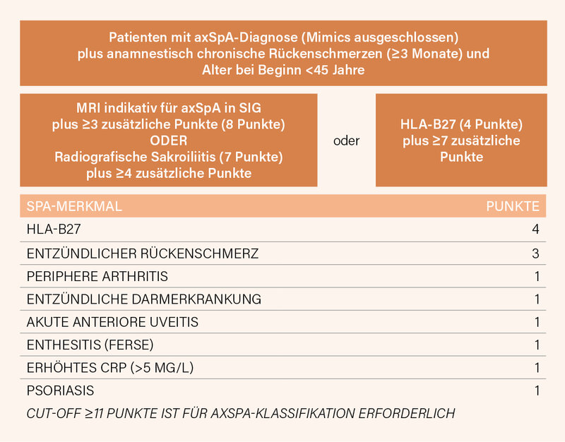 Abb. 1: Neue ASAS-SPARTAN-Klassifikationskriterien für axiale Spondyloarthritis (1)