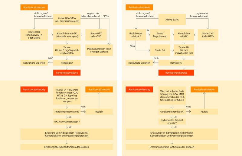 Abb. 1: Therapiealgorithmus bei GPA/MPA Abb. 2: Therapiealgorithmus bei EGPA